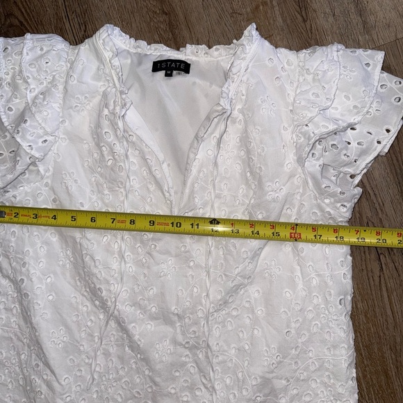 1.State • Eyelet Cotton Flutter Sleeve Top - Picture 9 of 12